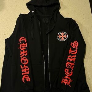 Black Hoodie with Red Graphics